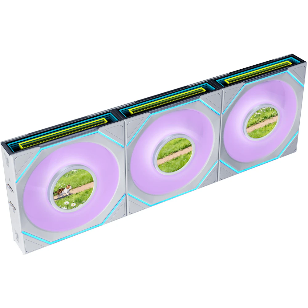 Lian Li UNI FAN SL120 INF LCD FLEX - 120mm Modular Wireless PWM Fan 3-Pack (White)