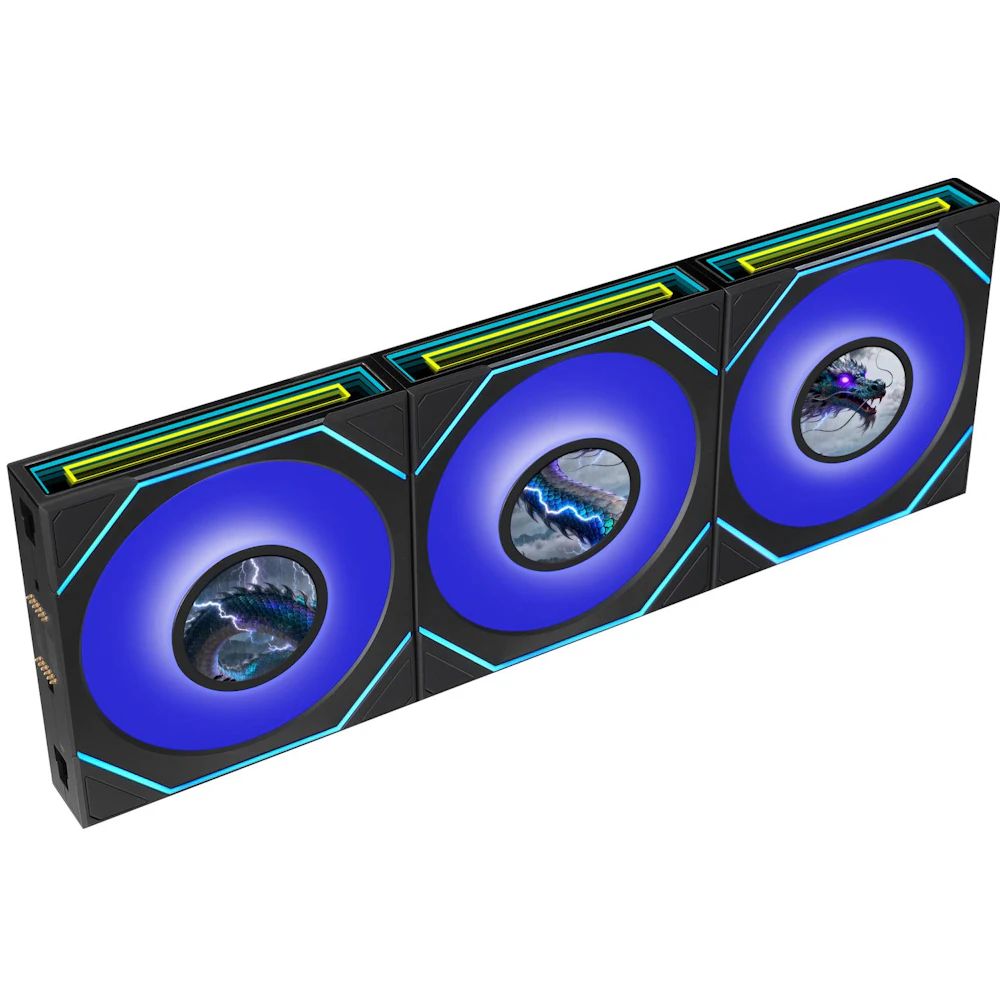 Lian Li UNI FAN SL120 INF LCD FLEX - 120mm Modular Wireless PWM Reverse Blade Fan 3-Pack (Black)