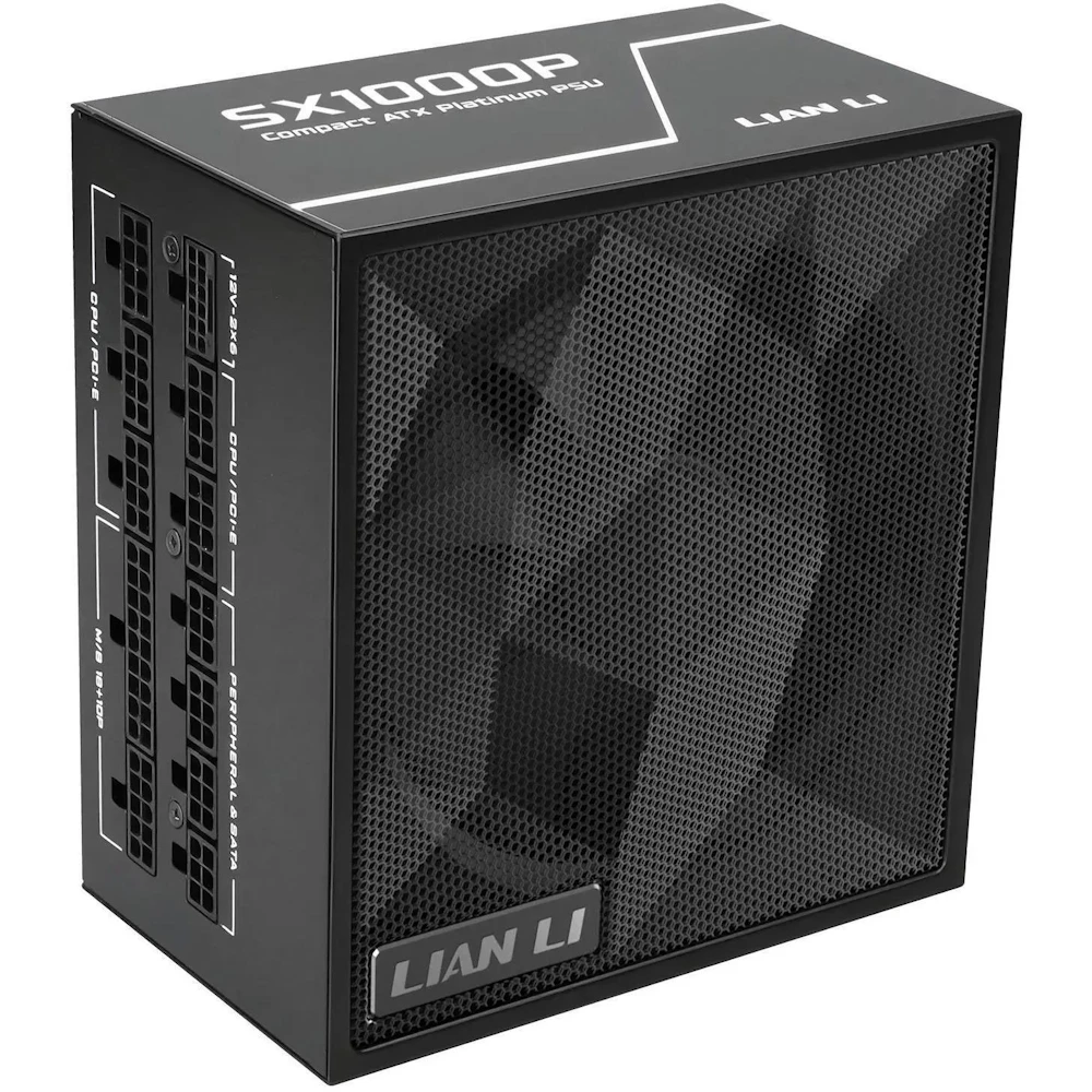 A large main feature product image of Lian Li SX 1000W Platinum PCIe 5.1 ATX 3.1 SFX Modular PSU