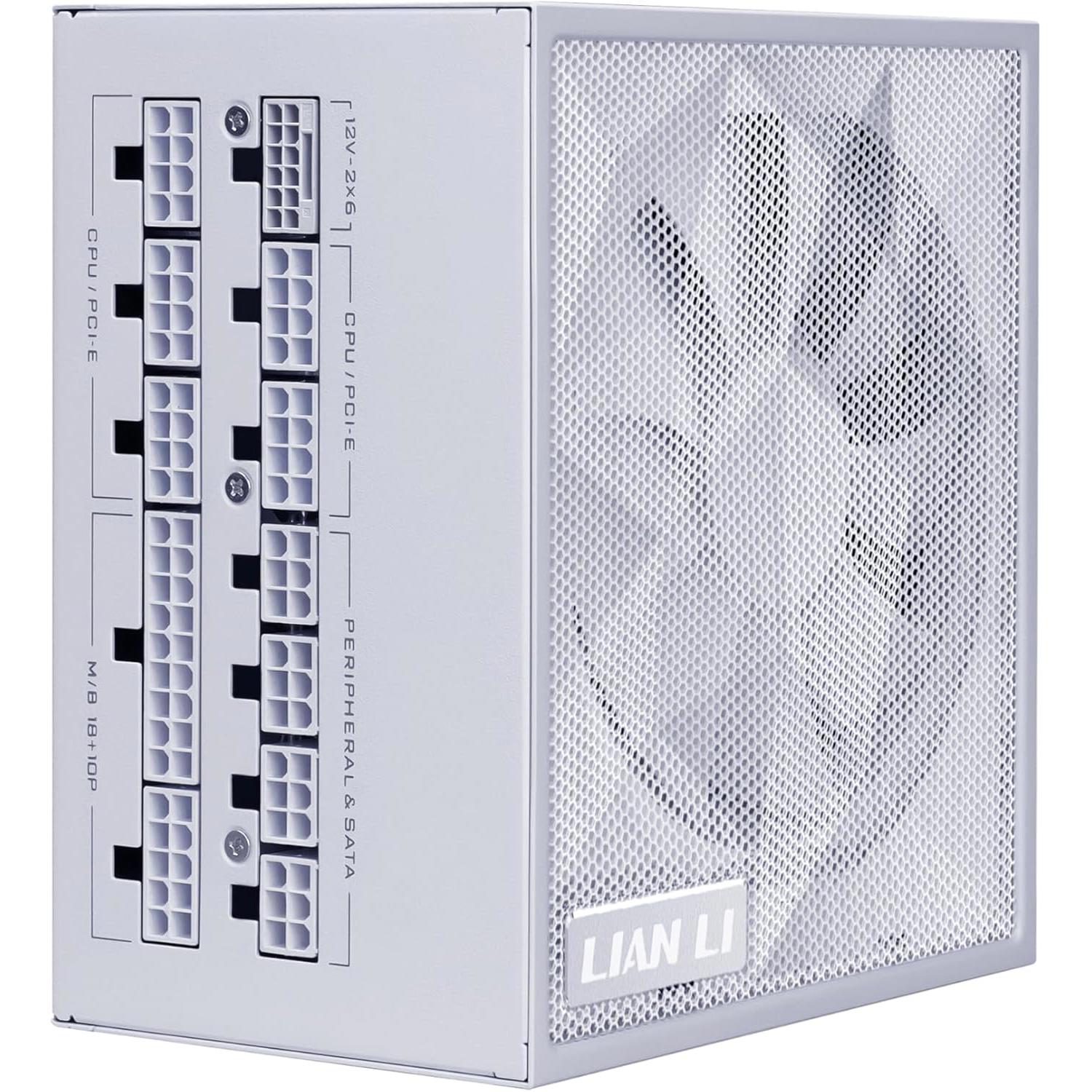 A large main feature product image of Lian Li SX 1000W Platinum PCIe 5.1 ATX 3.1 SFX Modular PSU (White)