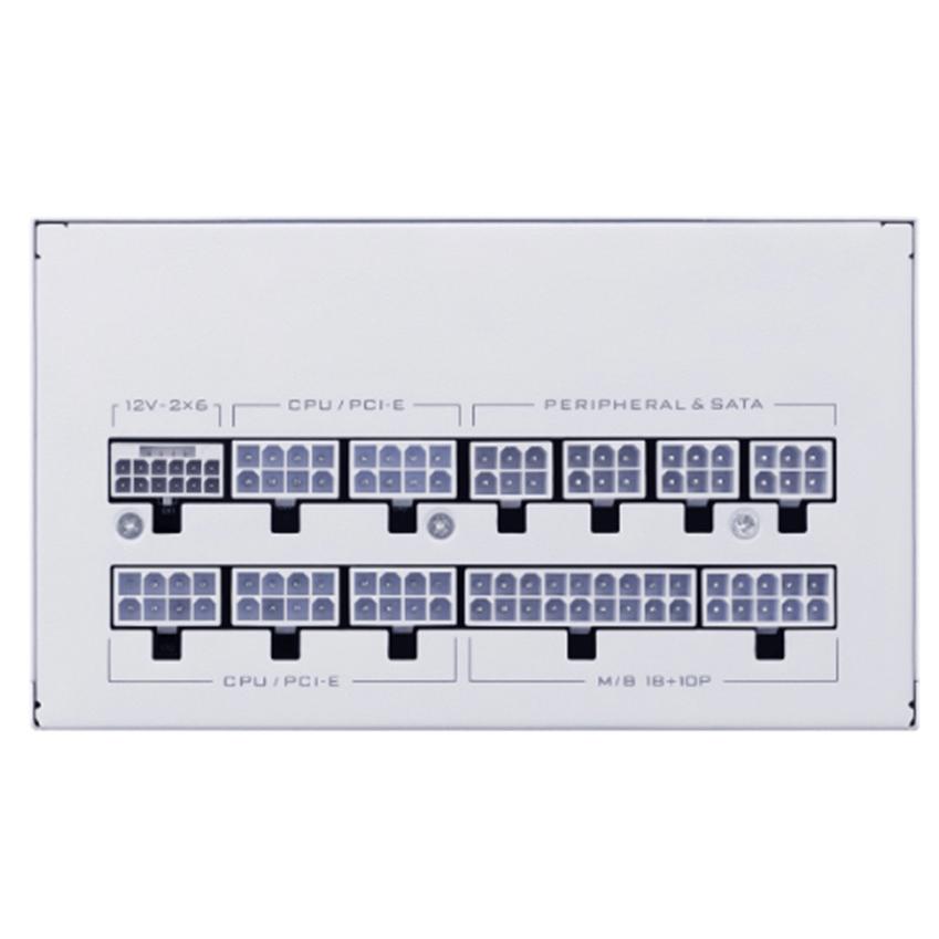 A large main feature product image of Lian Li SX 1200W Platinum PCIe 5.1 ATX 3.1 SFX Modular PSU (White)