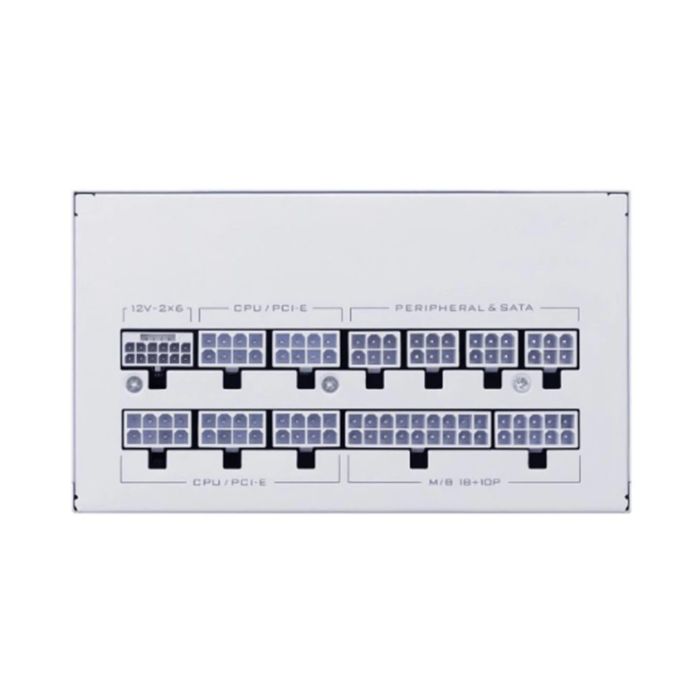 A large main feature product image of Lian Li SX 1200W Platinum PCIe 5.1 ATX 3.1 SFX Modular PSU (White)