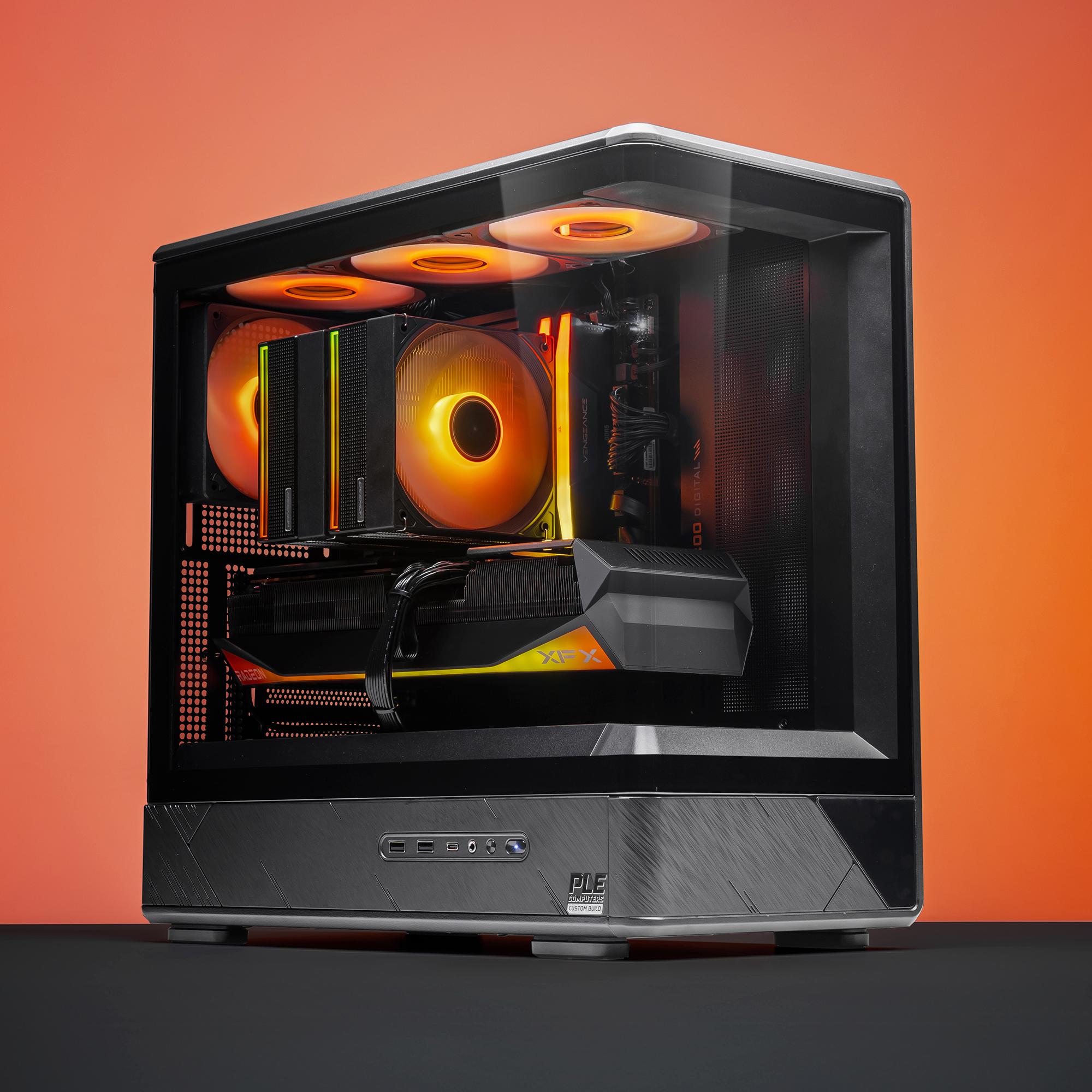 A large main feature product image of EX-DEMO PLE Dawn RX 9070 XT Prebuilt Ready To Go Gaming PC
