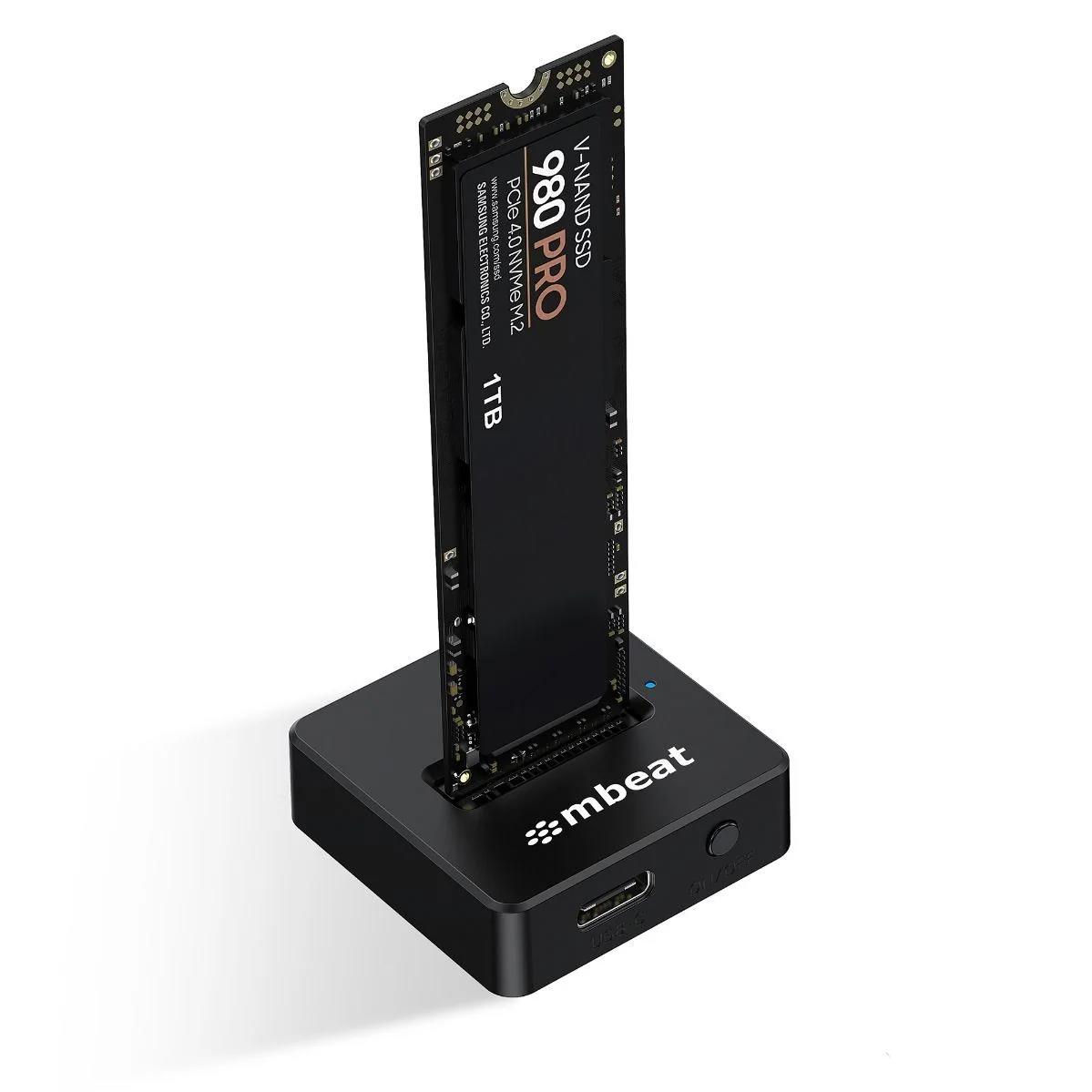 A large main feature product image of mbeat H5 USB-C/A 10Gbps M.2 NVMe & SATA SSD Mini Dock