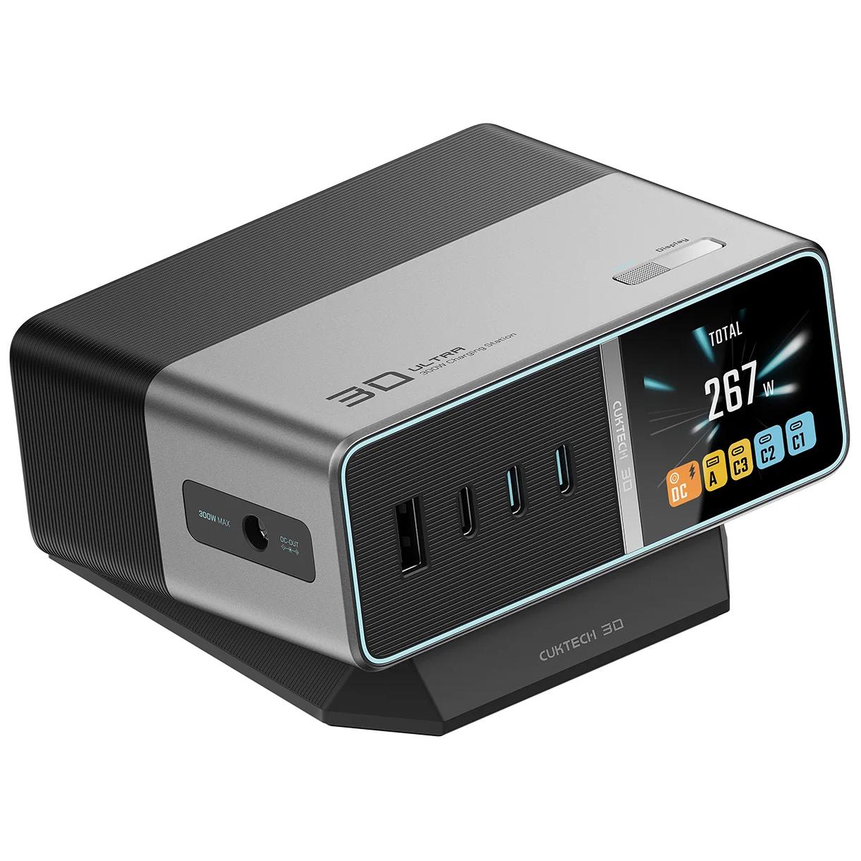 A large main feature product image of Cuktech 30 Ultra Display 300W charging station