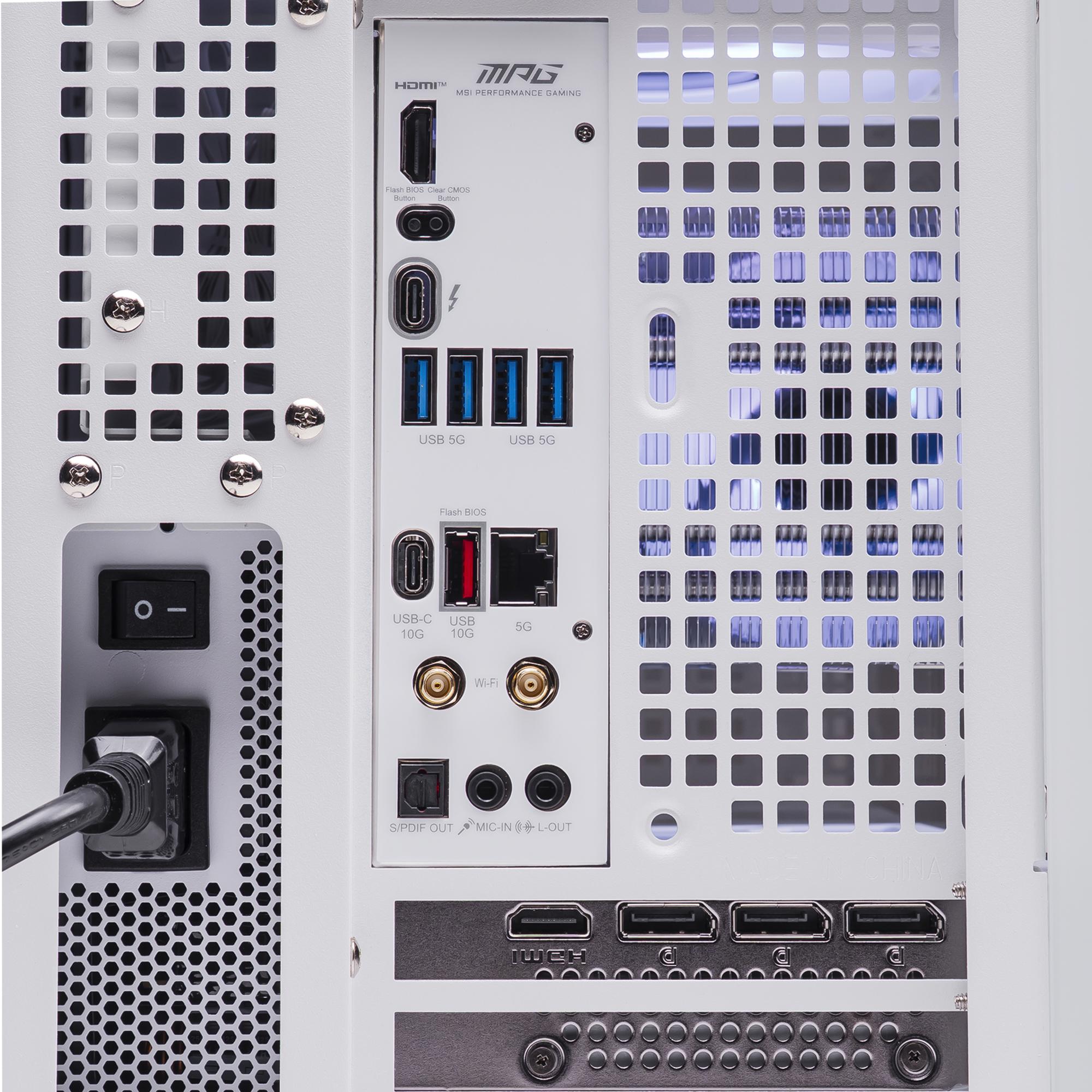 A large main feature product image of PLE Storm RTX 5060 TI Prebuilt Ready To Go Gaming PC