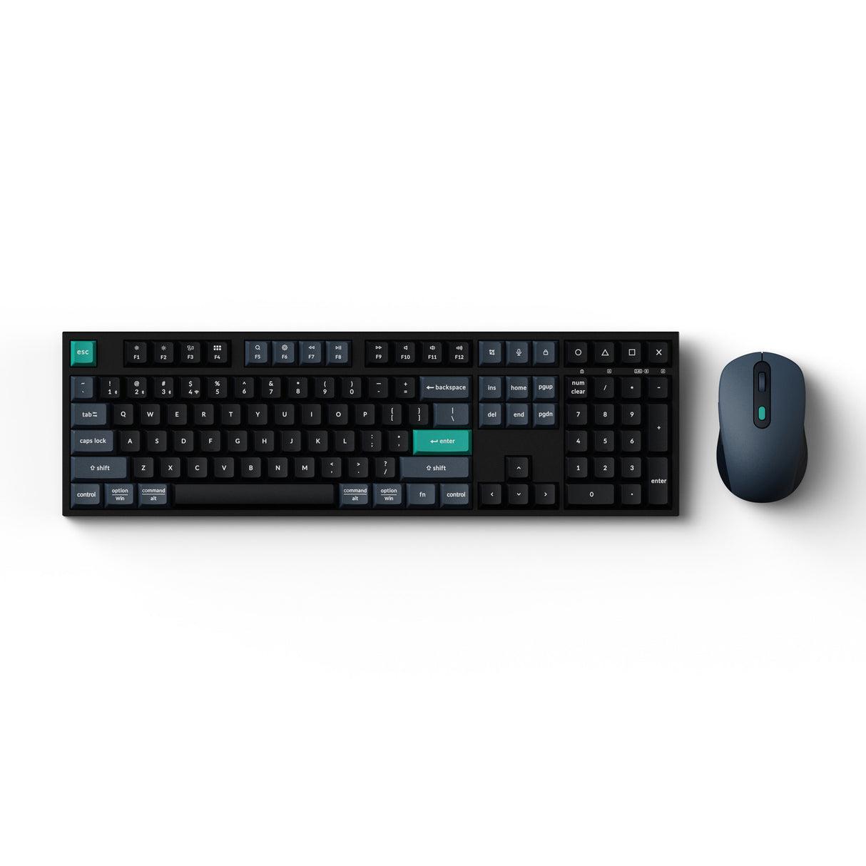 A large main feature product image of EX-DEMO Keychron B36 Silent Keyboard and BM25 Silent Mouse Wireless Combo - Black and Blue