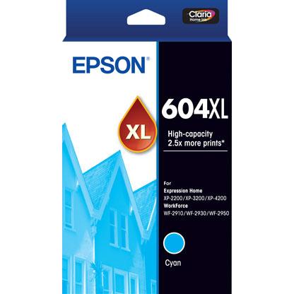 A large main feature product image of Epson 604XL Cyan Ink Cartridge