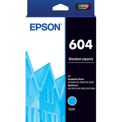 A large main feature product image of Epson 604 Cyan Ink Cartridge