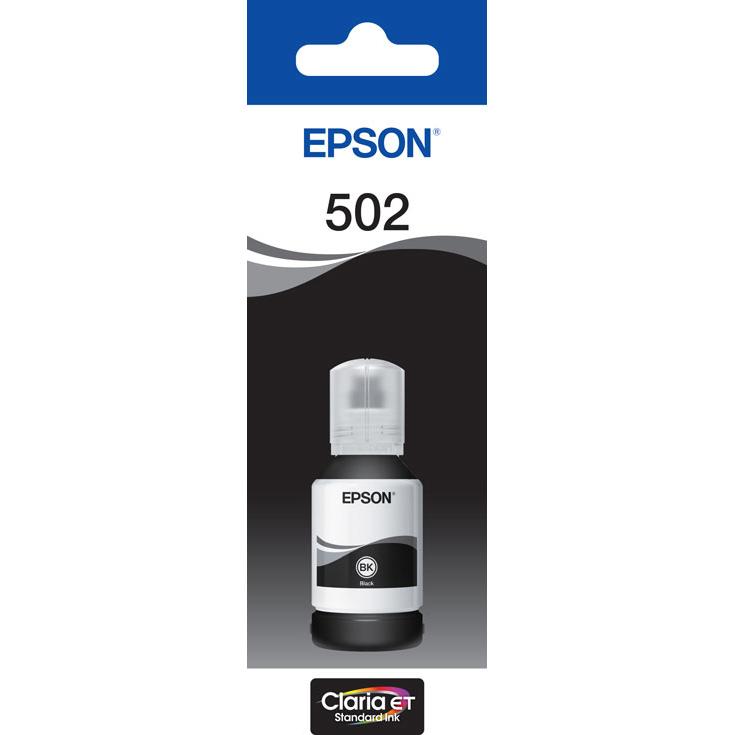 A large main feature product image of Epson T502 Black EcoTank Bottle