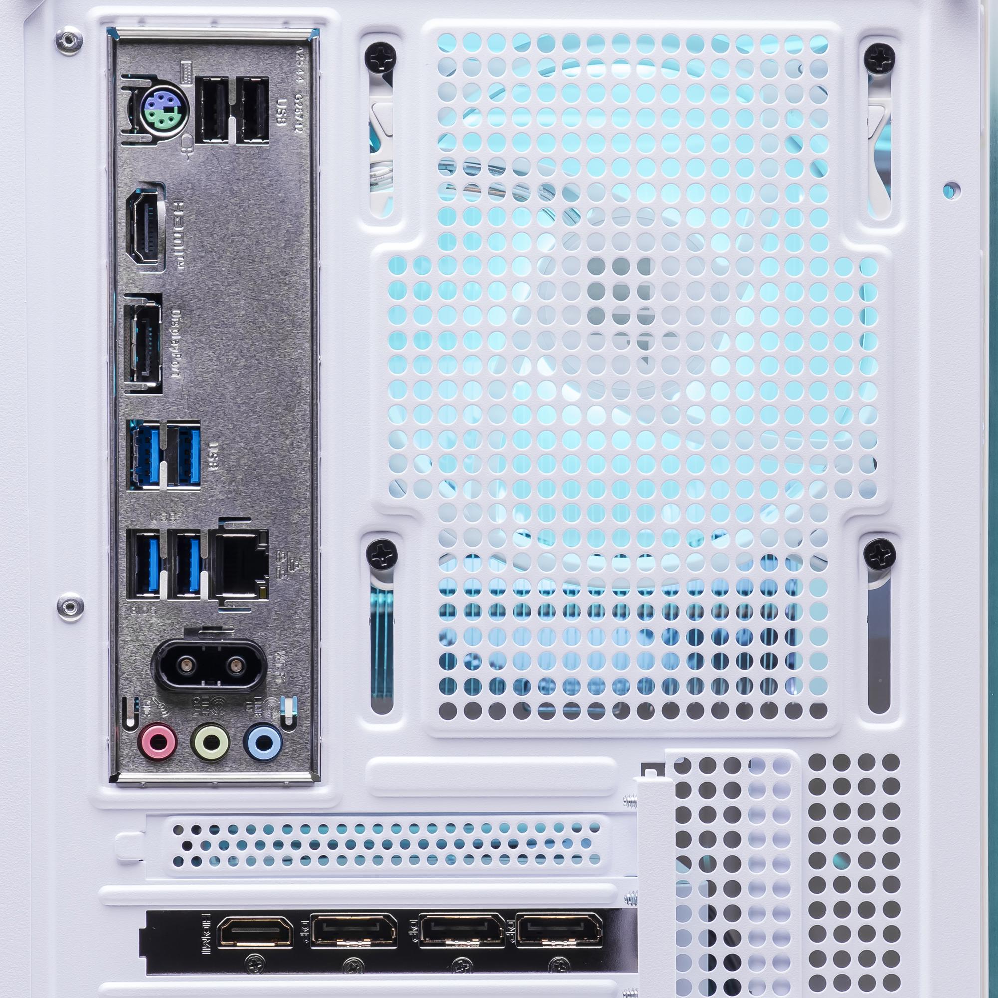 A large main feature product image of PLE Mint RTX 5070 Prebuilt Ready To Go Gaming PC