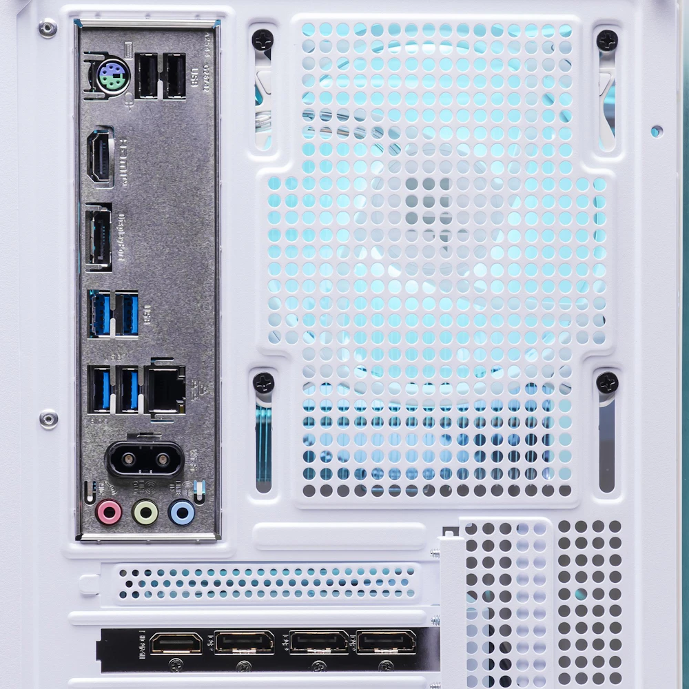 A large main feature product image of PLE Mint RTX 5070 Prebuilt Ready To Go Gaming PC