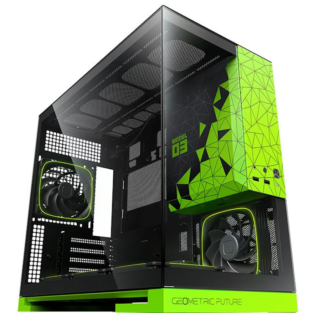 Geometric Future Model 3 - Micro Tower Glass Case (Black/Green)