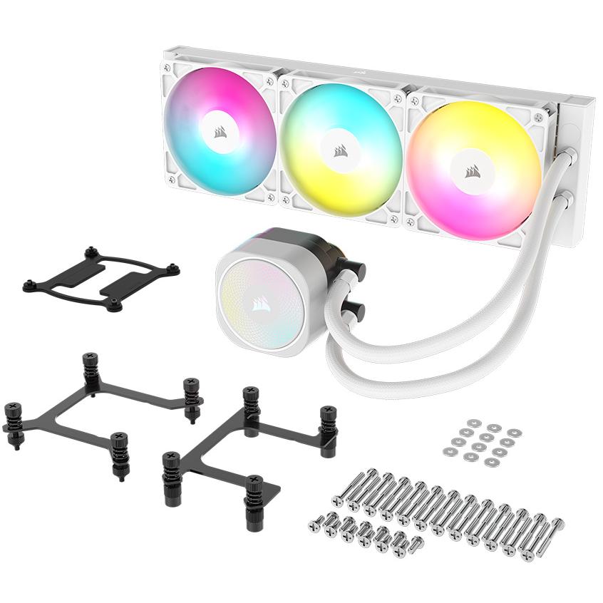 A large main feature product image of EX-DEMO Corsair NAUTILUS 360 RS ARGB - 360mm AIO Liquid CPU Cooler (White)