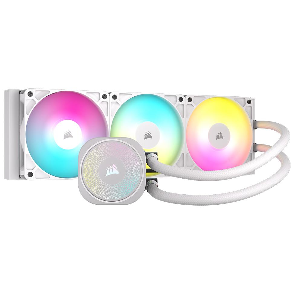 A large main feature product image of EX-DEMO Corsair NAUTILUS 360 RS ARGB - 360mm AIO Liquid CPU Cooler (White)
