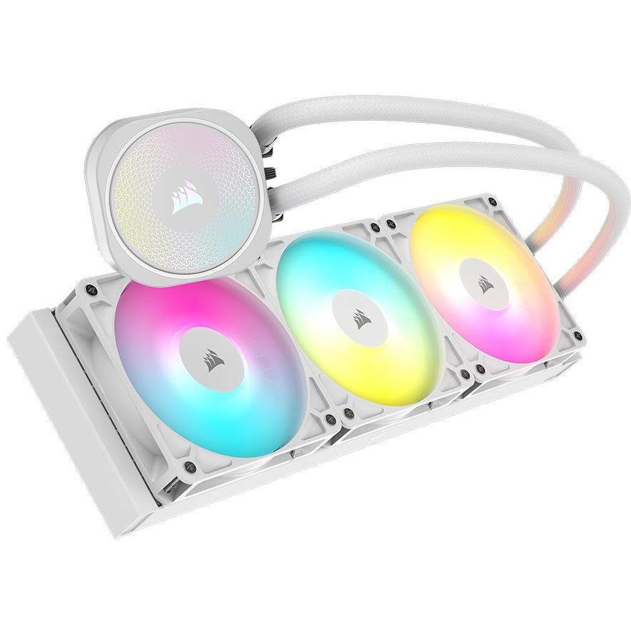 A large main feature product image of EX-DEMO Corsair NAUTILUS 360 RS ARGB - 360mm AIO Liquid CPU Cooler (White)