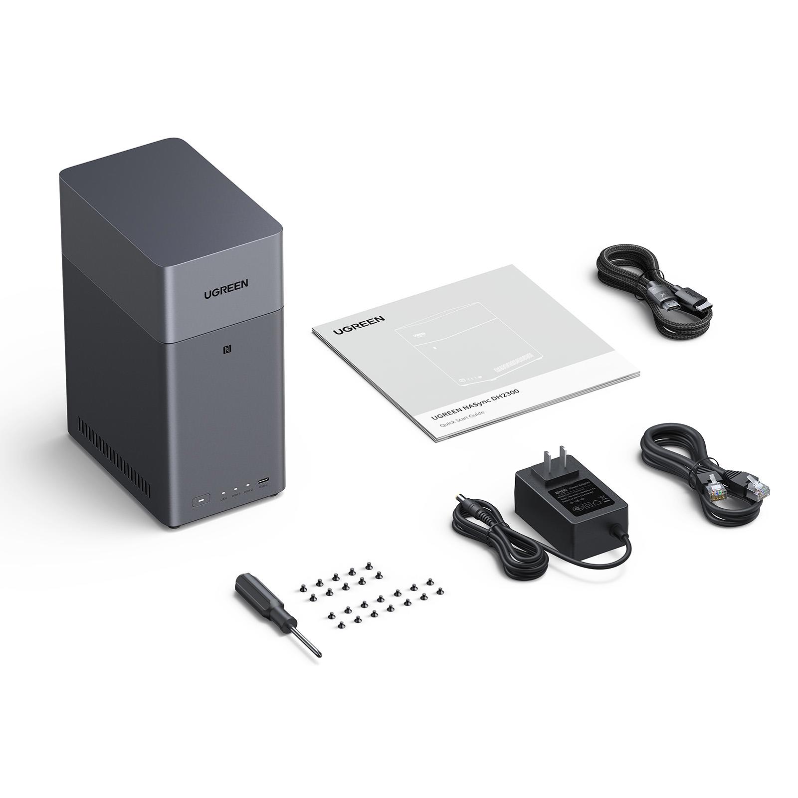 A large main feature product image of EX-DEMO UGREEN NASync DH2300 2-Bay NAS (1.8GHz ARM 8-Core, 4GB RAM, 1GbE)