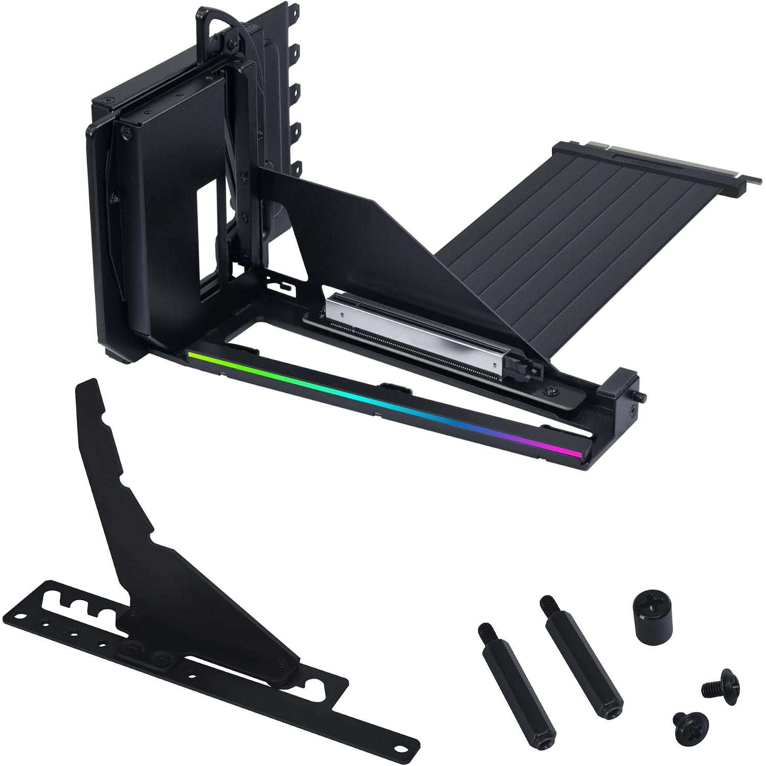 A large main feature product image of Lian Li Universal 4-Slot Vertical GPU Kit with PCIe 5.0 Riser (Black)