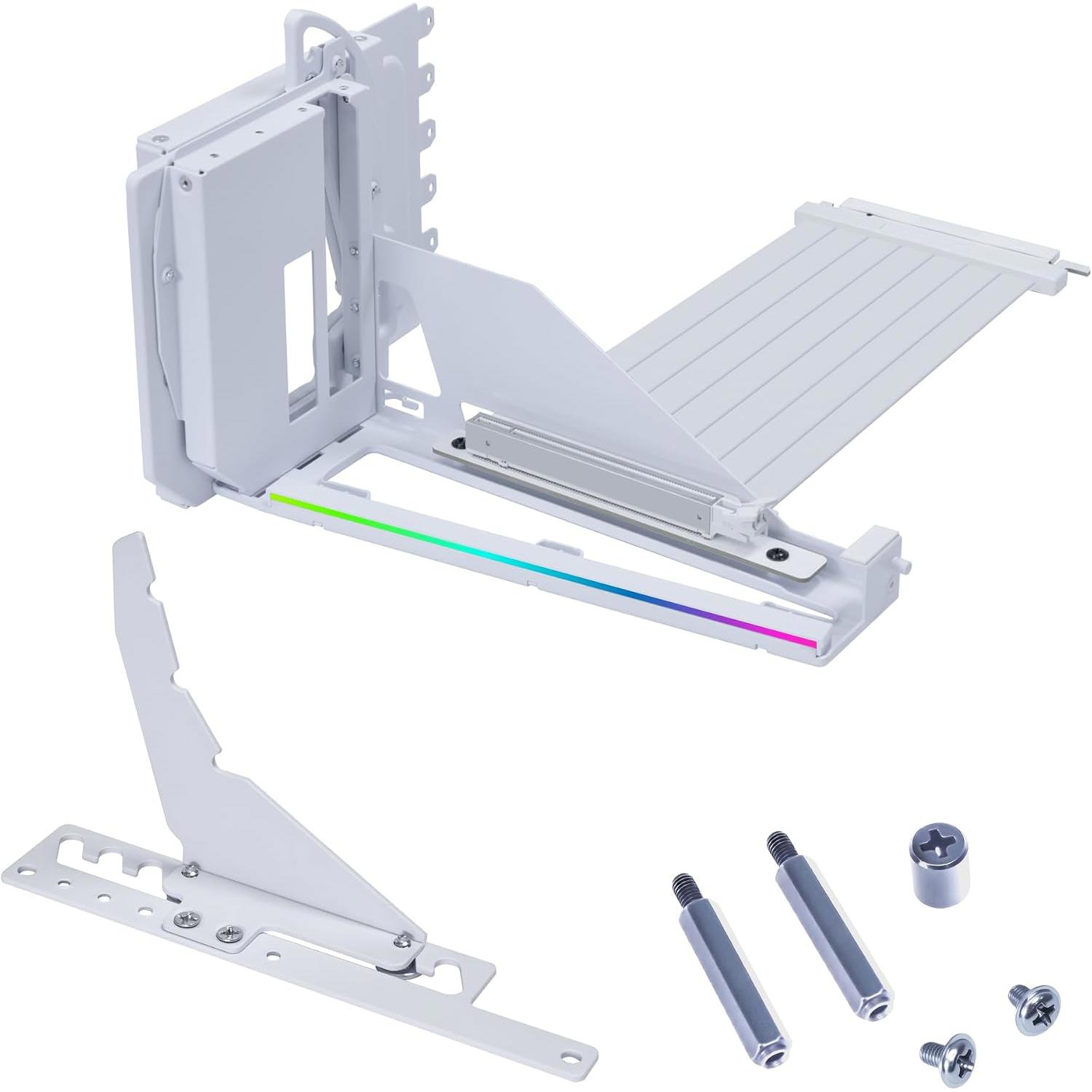 A large main feature product image of Lian Li Universal 4-Slot Vertical GPU Kit with PCIe 5.0 Riser (White)