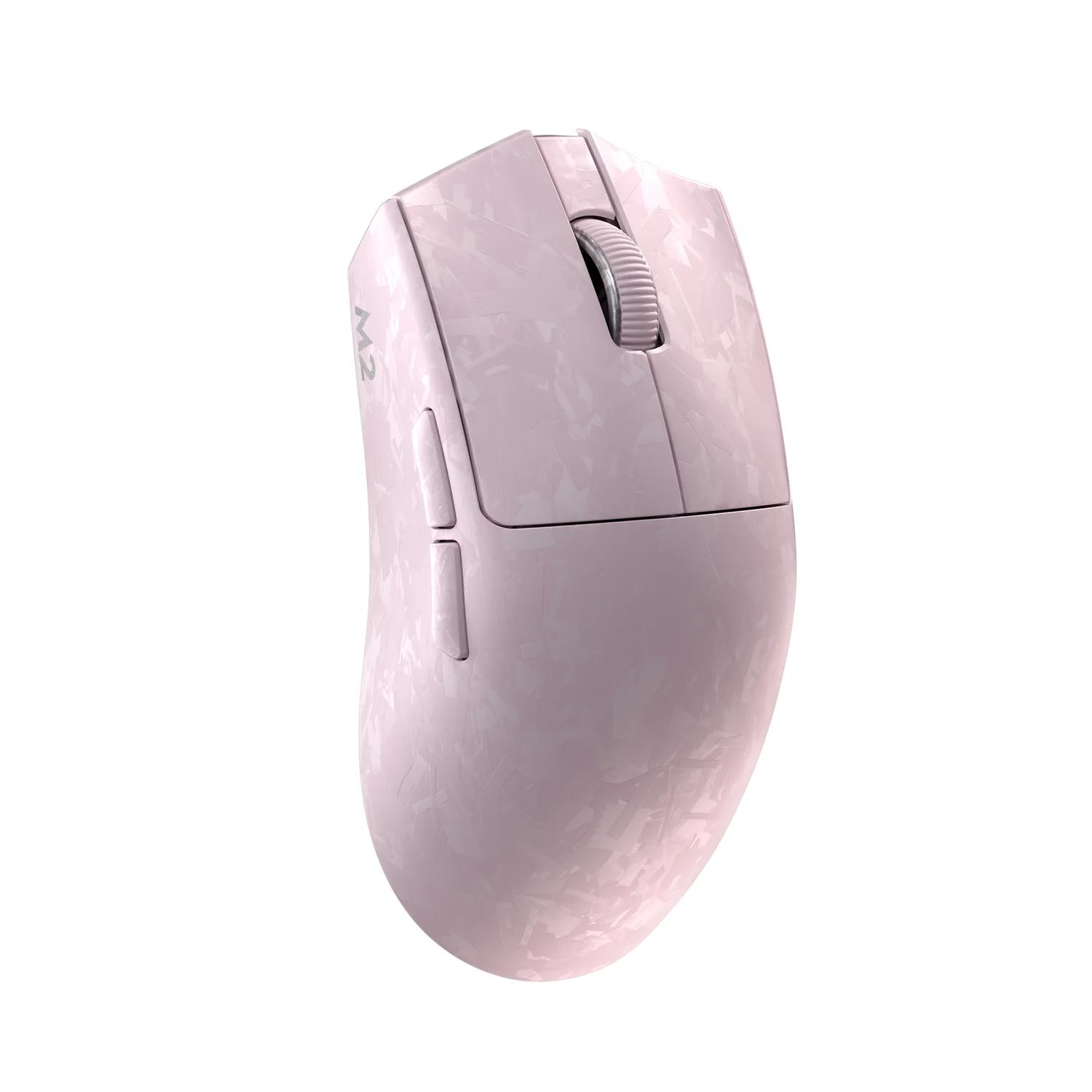 A large main feature product image of YUNZII M2 Dual 8K Tri-Mode Wireless Carbon Fiber Gaming Mouse (Pink)