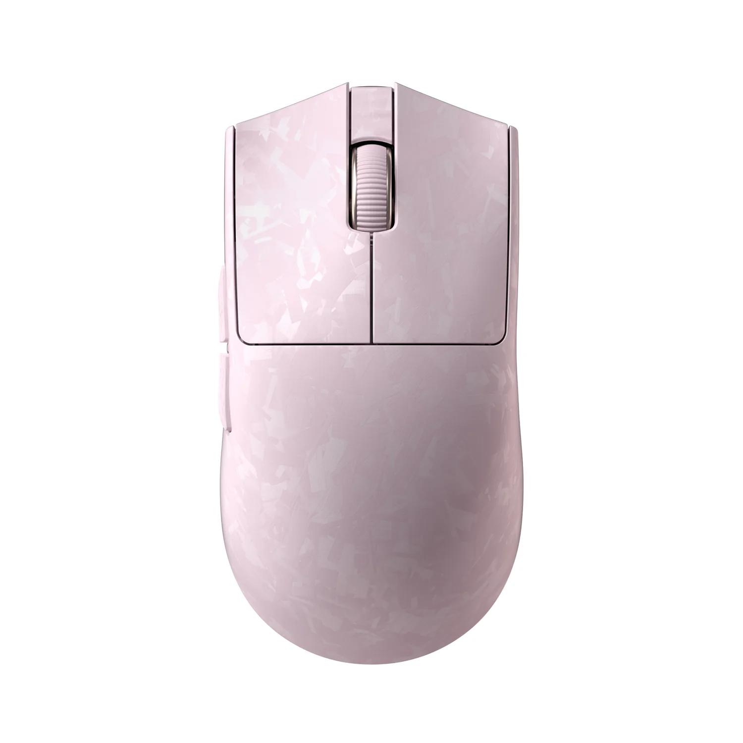 A large main feature product image of YUNZII M2 Dual 8K Tri-Mode Wireless Carbon Fiber Gaming Mouse (Pink)