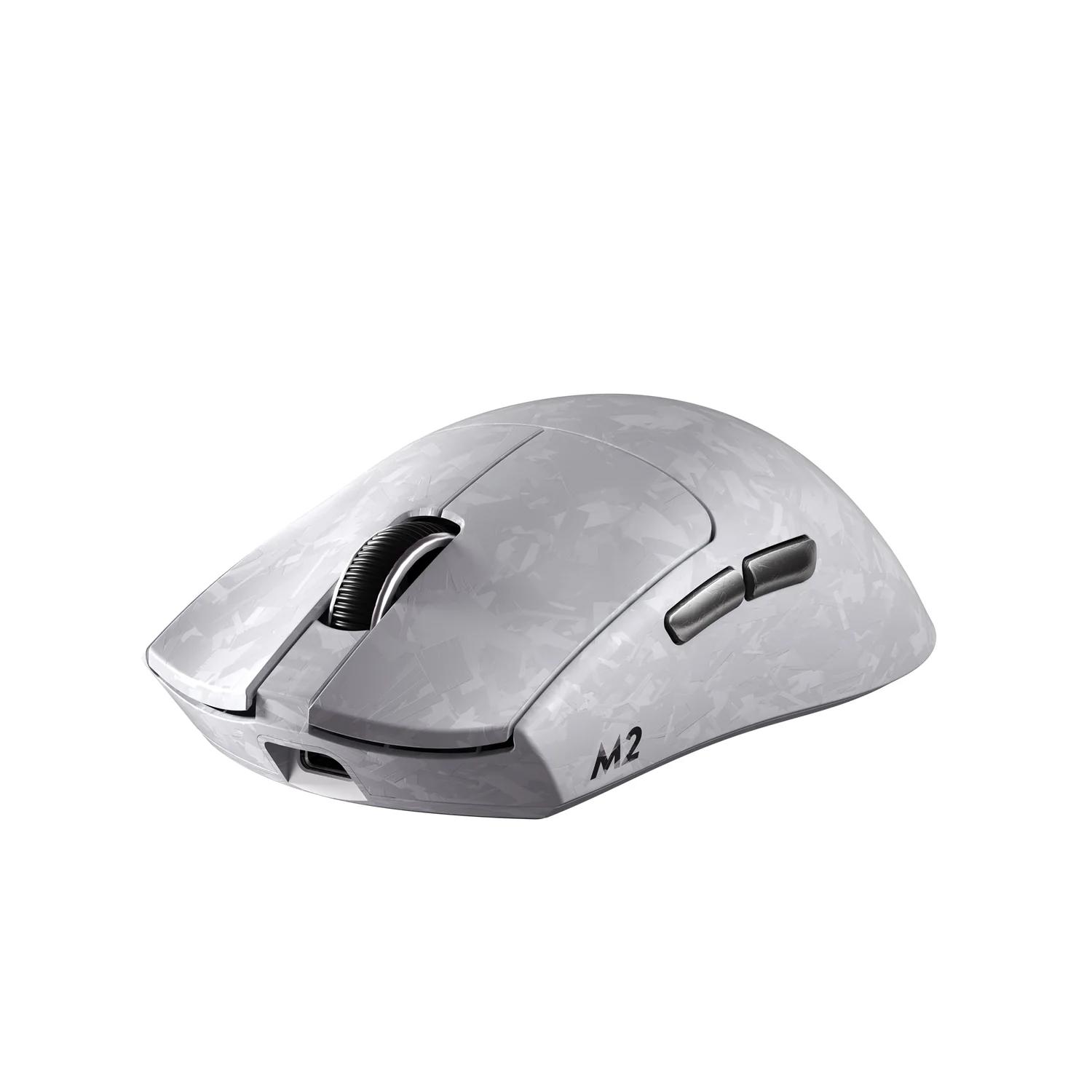 A large main feature product image of YUNZII M2 Dual 8K Tri-Mode Wireless Carbon Fiber Gaming Mouse (White)