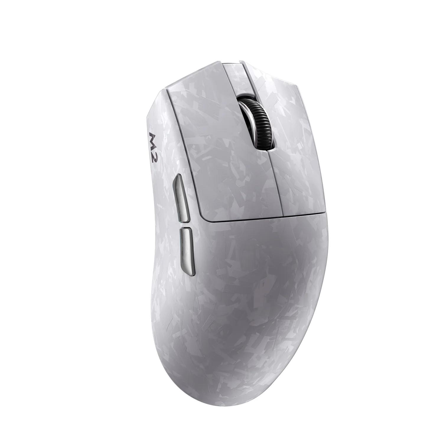 A large main feature product image of YUNZII M2 Dual 8K Tri-Mode Wireless Carbon Fiber Gaming Mouse (White)