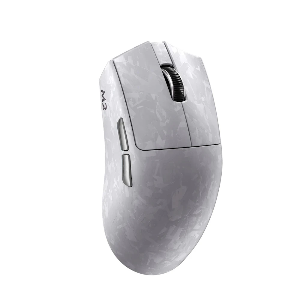 A large main feature product image of YUNZII M2 Dual 8K Tri-Mode Wireless Carbon Fiber Gaming Mouse (White)