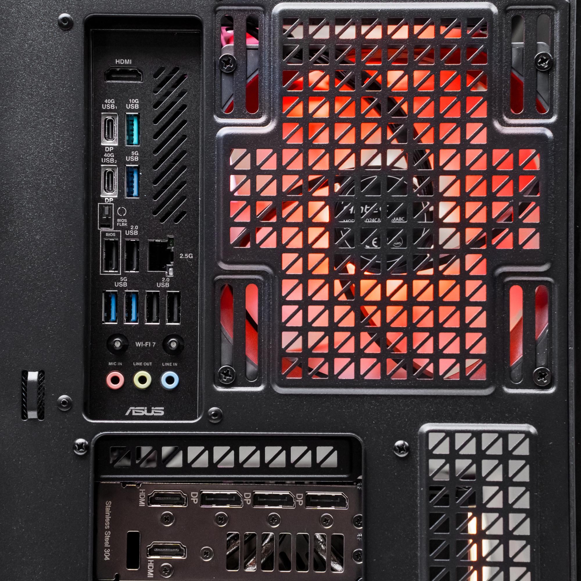 A large main feature product image of PLE Ares RTX 5080 Prebuilt Ready To Go Gaming PC
