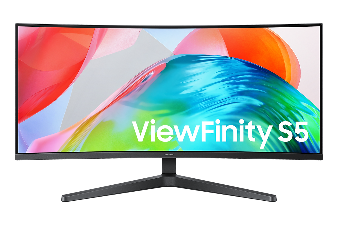 A large main feature product image of Samsung ViewFinity S5 S55GH - 34" Curved 1440p Ultrawide 120Hz VA Monitor