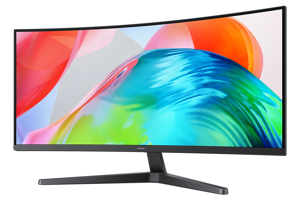 A large main feature product image of Samsung ViewFinity S5 S55GH - 34" Curved 1440p Ultrawide 120Hz VA Monitor