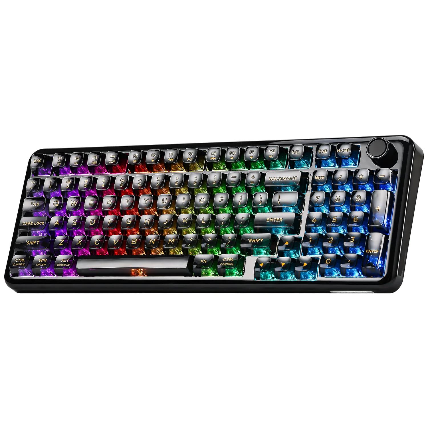 A large main feature product image of YUNZII X98 Transparent QMK/VIA Wireless Mechanical Keyboard (Black) (Snow Linear Switch)