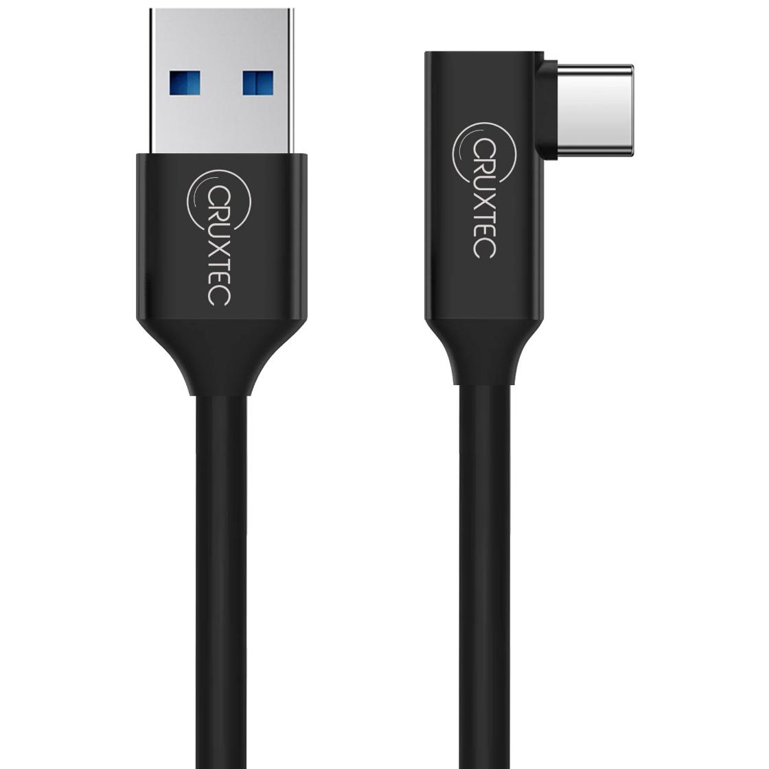 A large main feature product image of EX-DEMO Cruxtec USB Type-A to USB Type-C 90 Degree Angle VR Cable - 5m