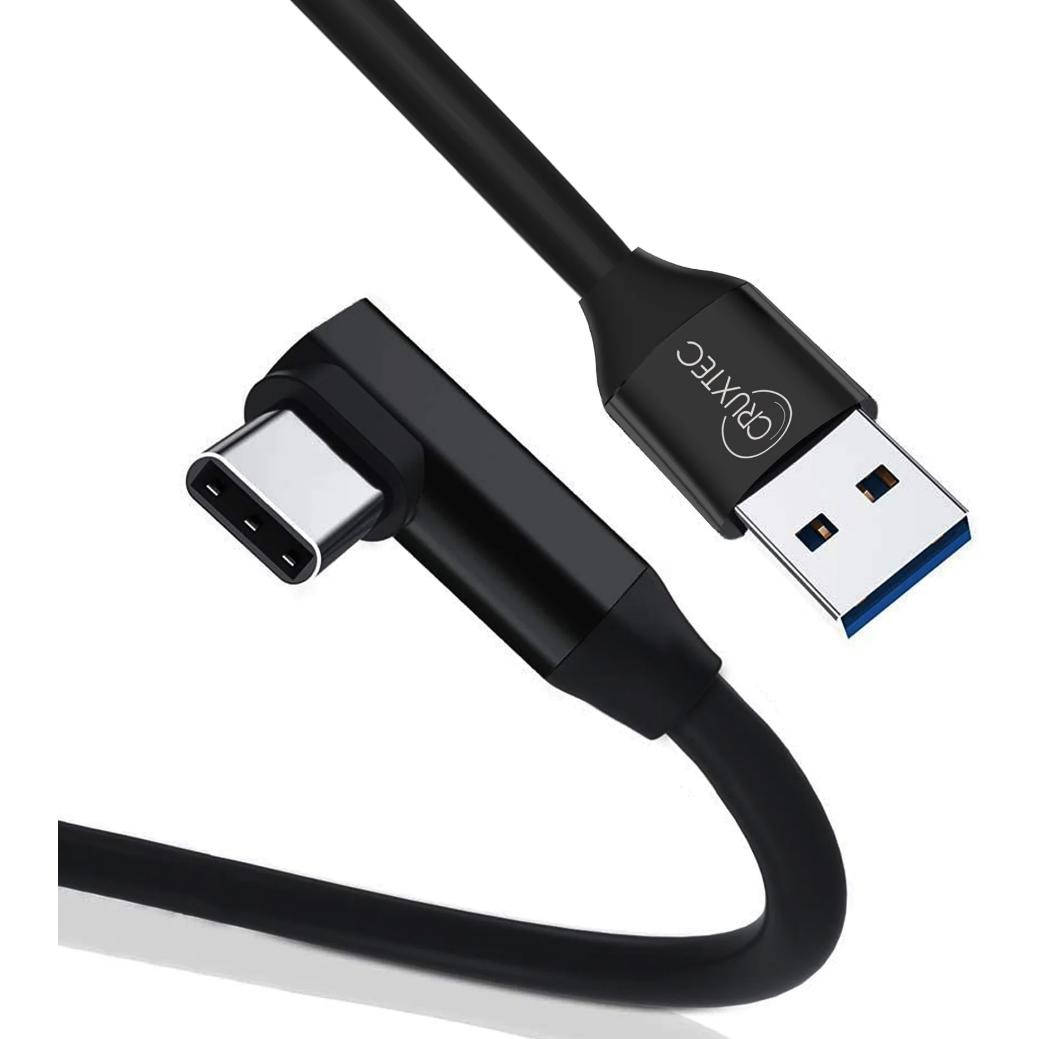 A large main feature product image of EX-DEMO Cruxtec USB Type-A to USB Type-C 90 Degree Angle VR Cable - 5m