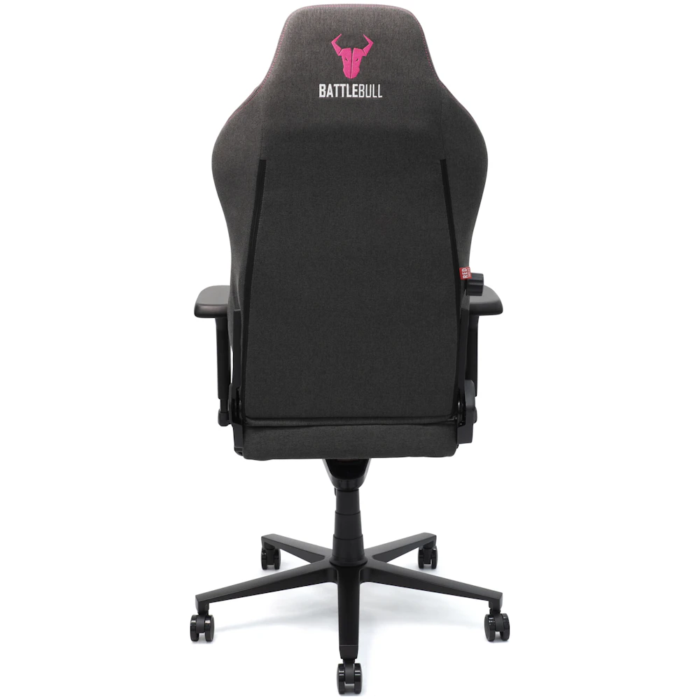 A large main feature product image of EX-DEMO BattleBull Vaporweave 2 Gaming Chair - Dark Grey/Pink