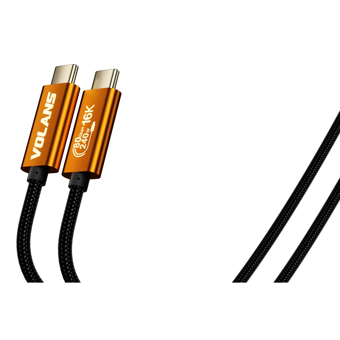 A large main feature product image of Volans Aluminium USB5 Cable Thunderbolt 5 Compatible (80Gbps/16K/240W) - 0.5m