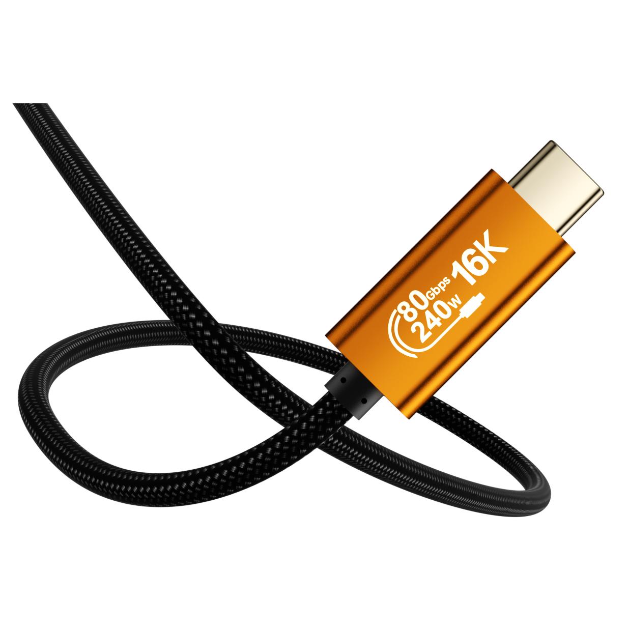 A large main feature product image of Volans Aluminium USB5 Cable Thunderbolt 5 Compatible (80Gbps/16K/240W) - 2m
