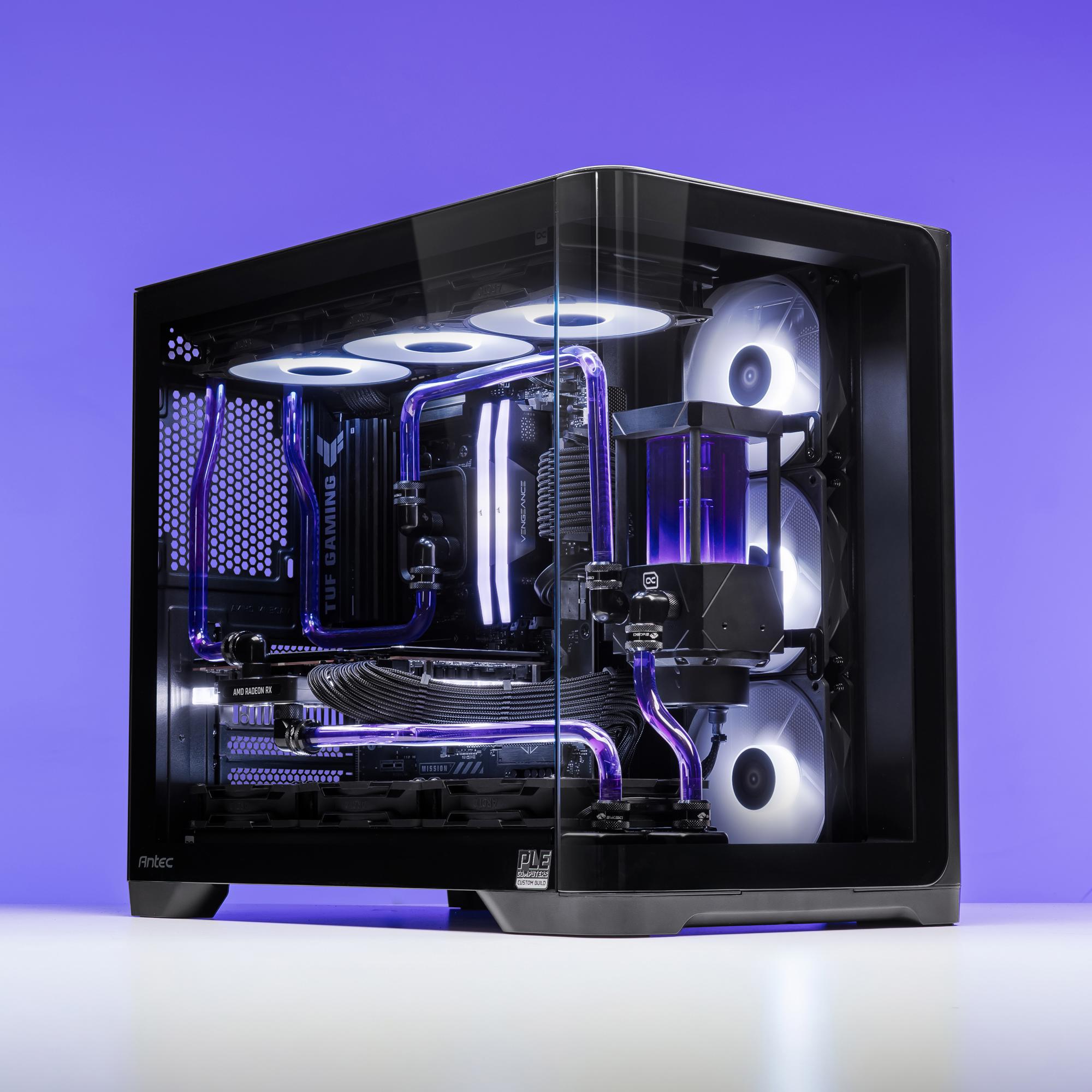 A large main feature product image of PLE Royal RX 9070 XT Prebuilt Ready To Go Gaming PC