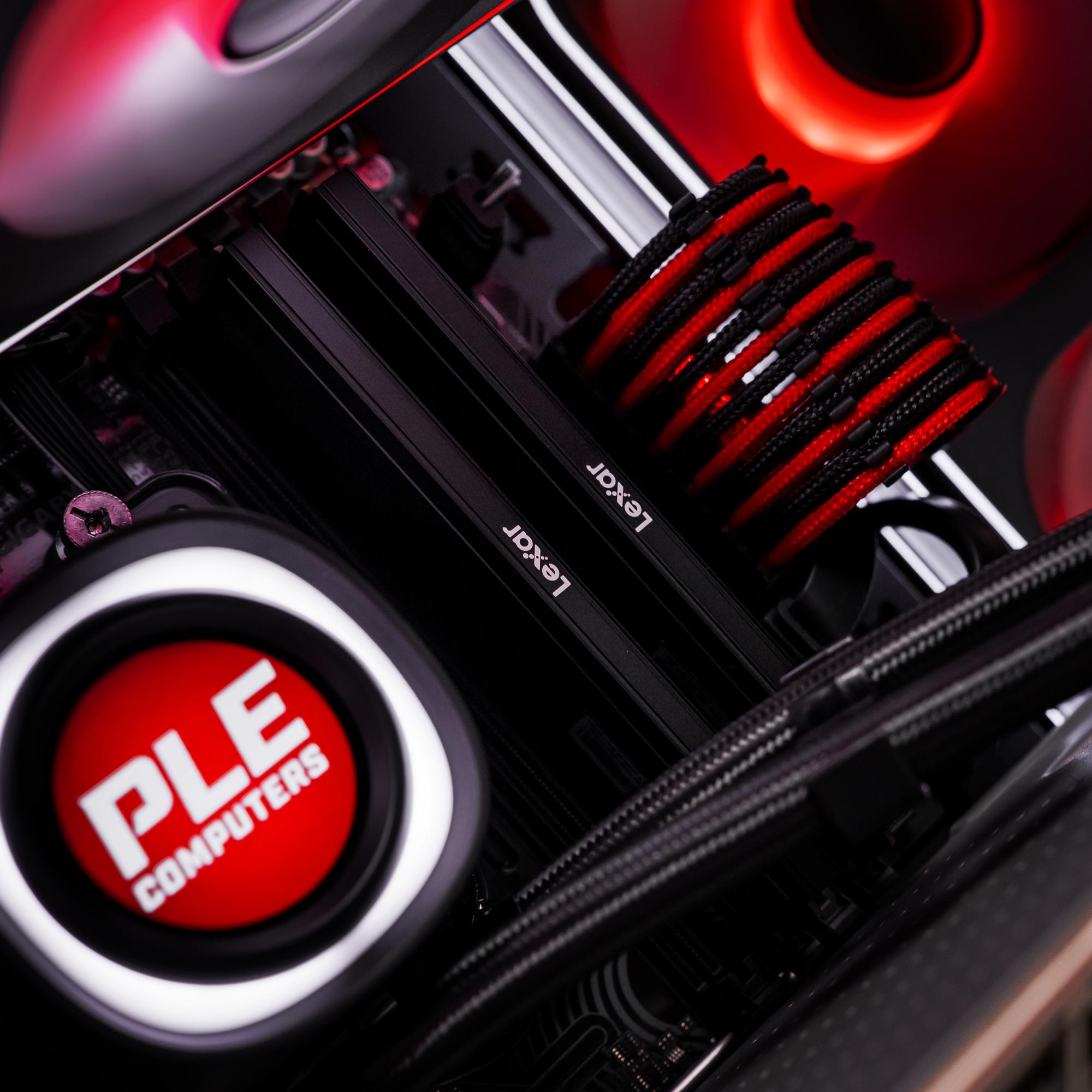 A large main feature product image of PLE 35th Anniversary RX 9070 XT Prebuilt Ready To Go Gaming PC