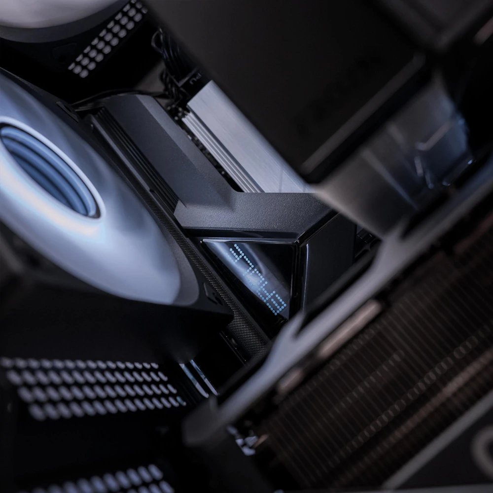 A large main feature product image of PLE Luna RTX 5080 Prebuilt Ready To Go Gaming PC
