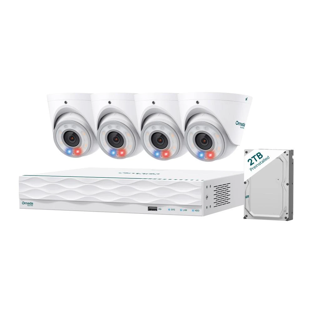 TP-Link Omada T8S4-2T 8MP Turret PoE Security Camera System with 2TB HDD