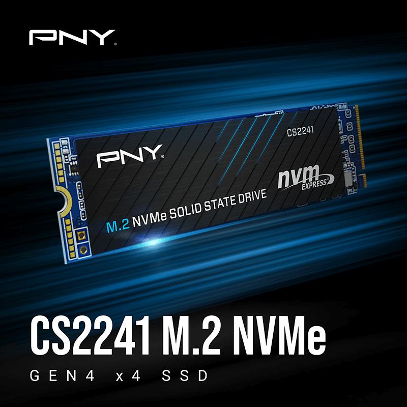A large main feature product image of PNY CS2241 PCIe Gen4 NVMe M.2 SSD - 500GB