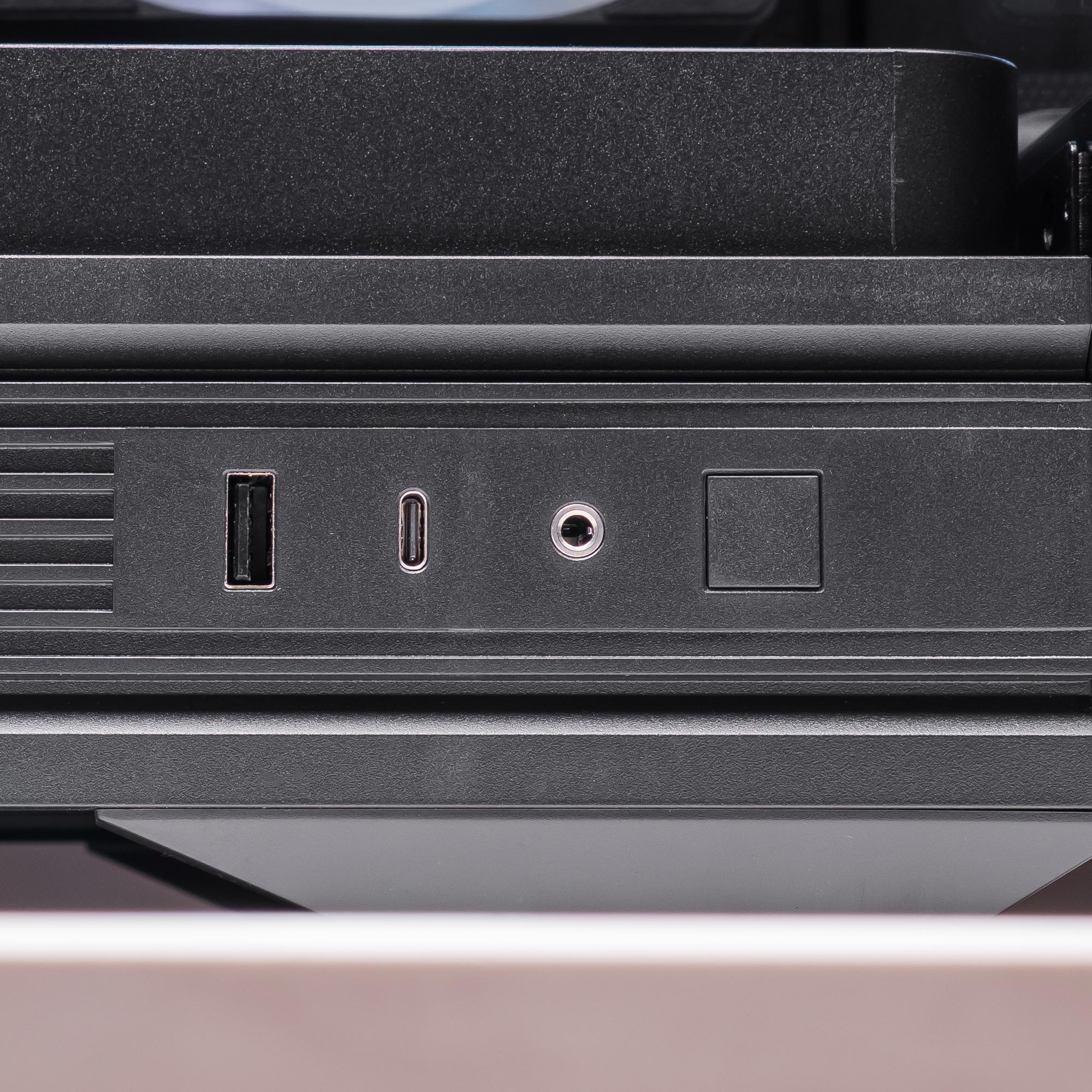 A large main feature product image of PLE Flow RTX 5060 Prebuilt Ready To Go Gaming PC