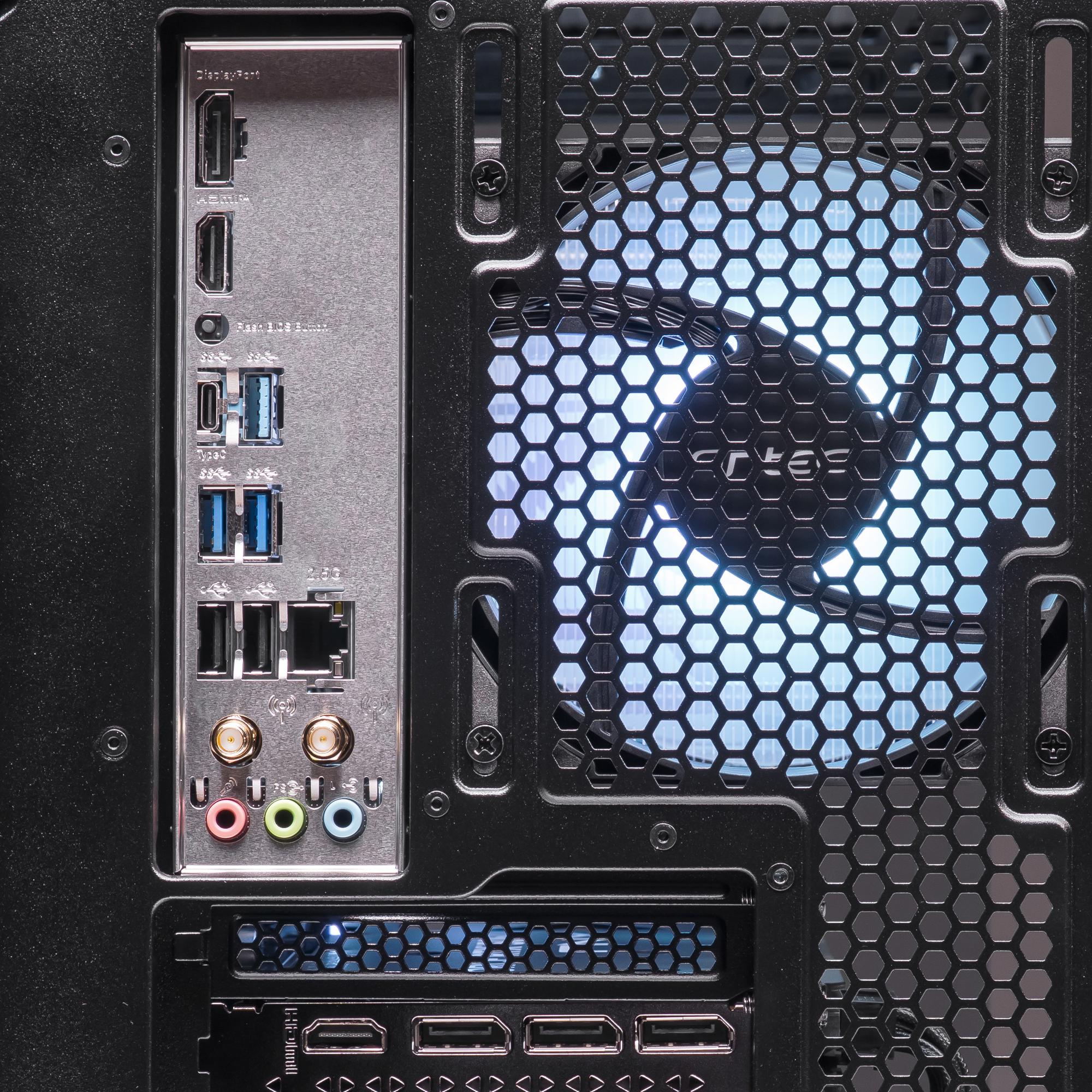 A large main feature product image of PLE Flow RTX 5060 Prebuilt Ready To Go Gaming PC