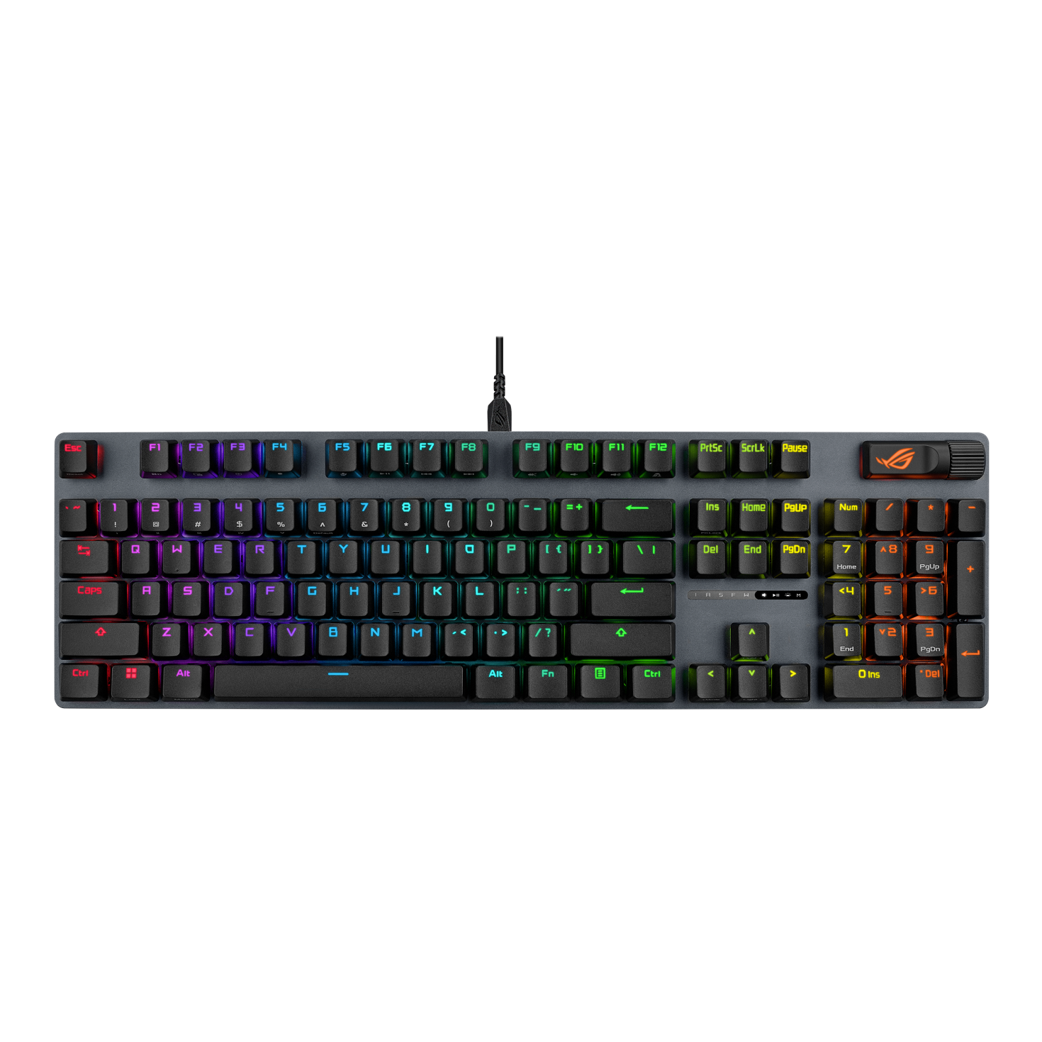 A large main feature product image of ASUS ROG Strix Scope II X Wired Gaming Keyboard - PBT Storm Switch