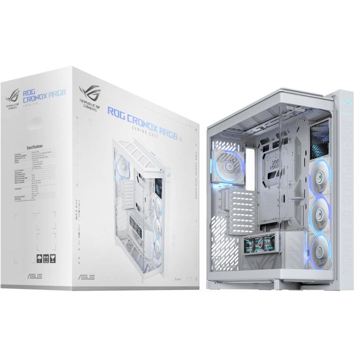 A large main feature product image of ASUS ROG Cronox ARGB GR801 Full Tower Case - White