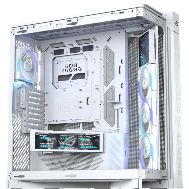 A large main feature product image of ASUS ROG Cronox ARGB GR801 Full Tower Case - White