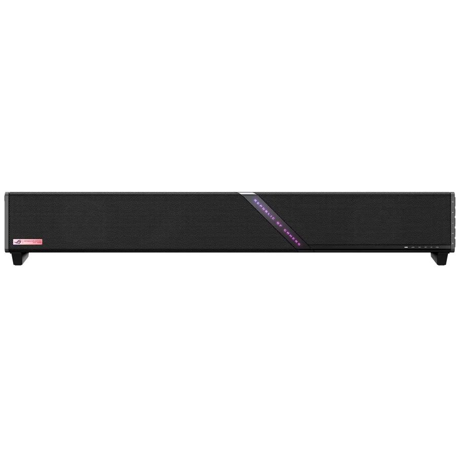 A large main feature product image of ASUS ROG Gjallar Gaming Soundbar