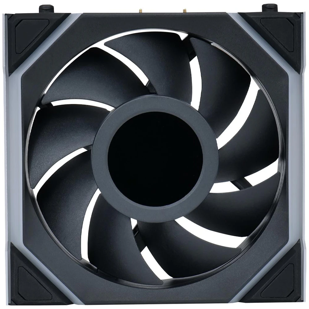 A large main feature product image of EX-DEMO Lian Li UNI FAN SL120 Wireless LCD - 120mm Modular Fan (Black)