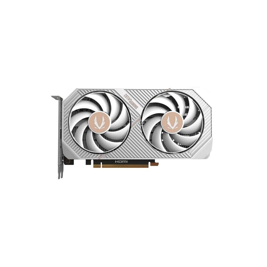 A large main feature product image of EX-DEMO ZOTAC GAMING GeForce RTX 5060 Twin Edge OC 8GB GDDR7 (White)